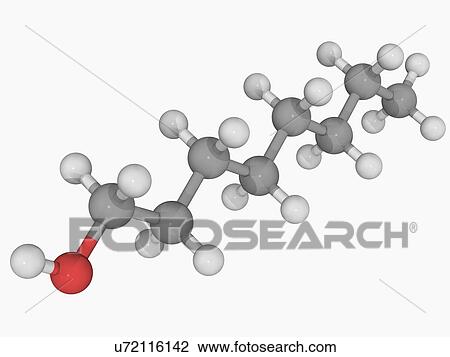 Octanol molecule View Large Illustration Drawing - Octanol molecule. Fotosearch
