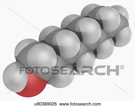 Stock Illustration - Octanol molecule. Fotosearch