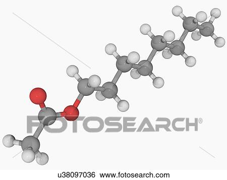 Stock Illustration - Octyl acetate molecule. Fotosearch