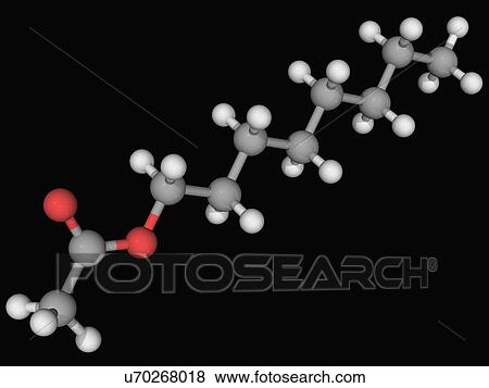 Stock Illustration - Octyl acetate molecule. Fotosearch