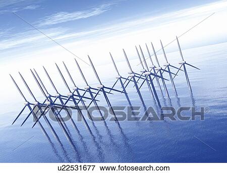 Offshore wind farm, artwork View Large Illustration Stock Illustration - Offshore wind farm, artwork. Fotosearch