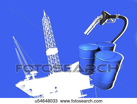 Oil industry, artwork View Large Illustration Drawing - Oil industry, artwork. Fotosearch