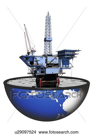 Stock Illustration - Oil rig, artwork. Fotosearch