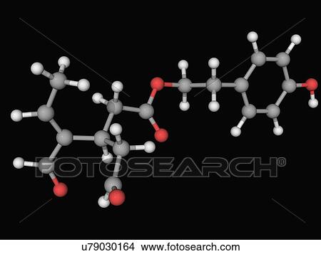 Stock Illustration - Oleocanthal molecule. Fotosearch