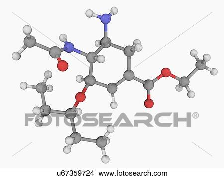 Stock Illustration - Oseltamivir drug molecule. Fotosearch