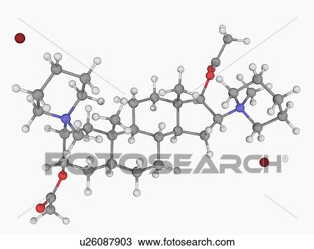 Drawing - Pancuronium bromide drug molecule. Fotosearch