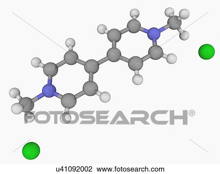 Drawing - Paraquat herbicide molecule. Fotosearch