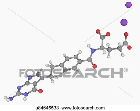 Pemetrexed disodium drug molecule View Large Illustration Drawing - Pemetrexed disodium drug molecule. Fotosearch