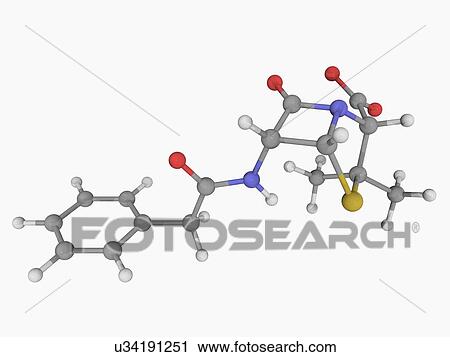 Clip Art - Penicillin G drug molecule. Fotosearch