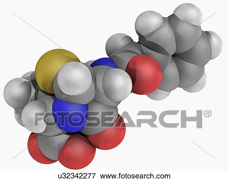 Stock Illustration - Penicillin G drug molecule. Fotosearch
