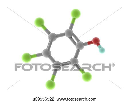 Drawing - Pentachlorophenol molecule. Fotosearch