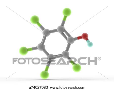 Drawing - Pentachlorophenol molecule. Fotosearch