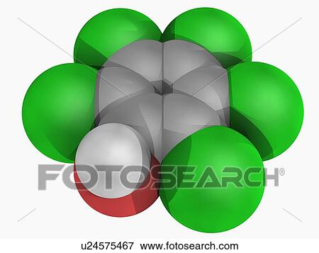 Stock Illustration - Pentachlorophenol molecule. Fotosearch