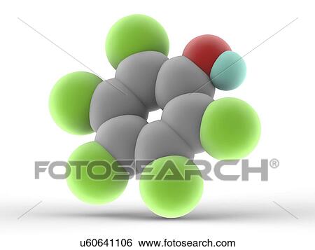 Stock Illustration - Pentachlorophenol molecule. Fotosearch