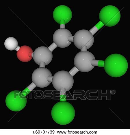 Stock Illustration - Pentachlorophenol molecule. Fotosearch