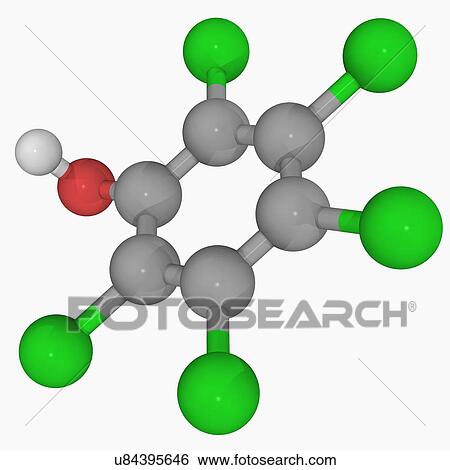 Stock Illustration - Pentachlorophenol molecule. Fotosearch