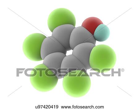 Pentachlorophenol molecule View Large Illustration Stock Illustration - Pentachlorophenol molecule. Fotosearch