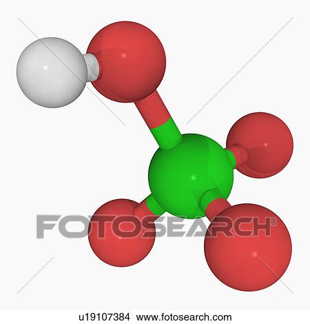 Stock Illustration - Perchloric acid molecule. Fotosearch