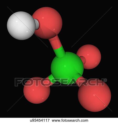 Stock Illustration - Perchloric acid molecule. Fotosearch