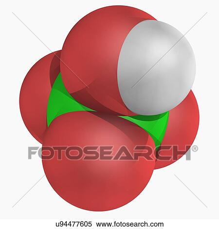 Stock Illustration - Perchloric acid molecule. Fotosearch