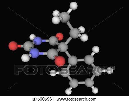 Clip Art - Phenobarbital drug molecule. Fotosearch