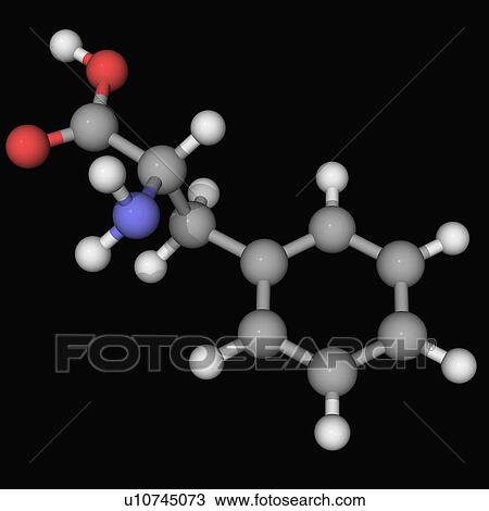 Phenylalanine molecule View Large Illustration Drawing - Phenylalanine molecule. Fotosearch
