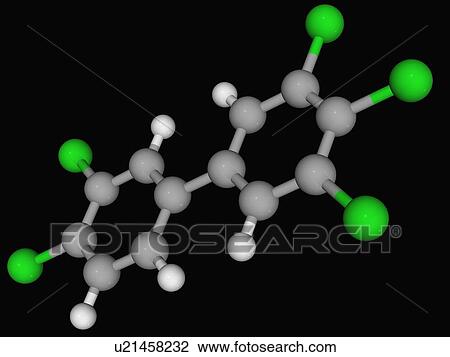 Polychlorinated biphenyl molecule View Large Illustration Drawing - Polychlorinated biphenyl molecule. Fotosearch