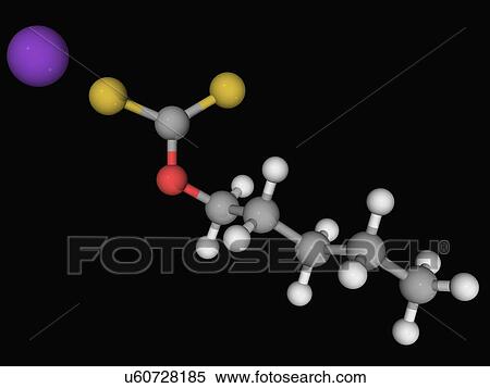 Stock Illustration - Potassium amyl xanthate molecule. Fotosearch