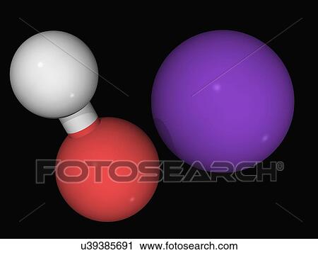 Clip Art - Potassium hydroxide molecule. Fotosearch