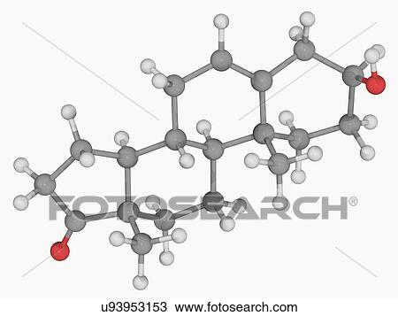 Drawing - Prasterone hormone molecule. Fotosearch