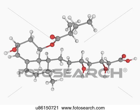 Clip Art - Pravastatin drug molecule. Fotosearch
