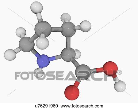 Clipart - Proline molecule. Fotosearch