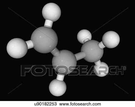 Drawing - Propene molecule. Fotosearch
