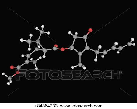 Drawing - Pyrethrin II insecticide molecule. Fotosearch