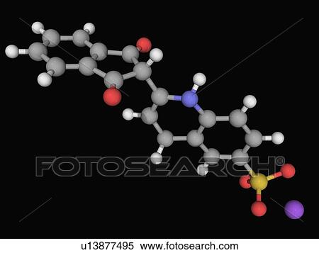Stock Illustration - Quinoline yellow E104 molecule. Fotosearch