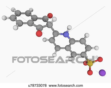 Stock Illustration - Quinoline yellow E104 molecule. Fotosearch