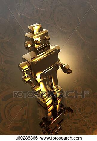 Retro robot, artwork View Large Illustration Stock Illustration - Retro robot, artwork. Fotosearch
