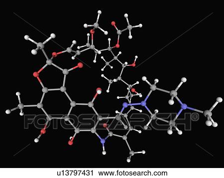 Clip Art - Rifampicin drug molecule. Fotosearch