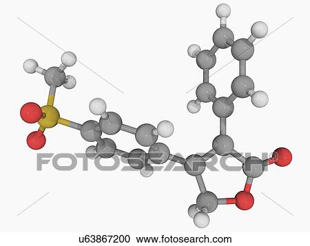 Clipart - Rofecoxib drug molecule. Fotosearch