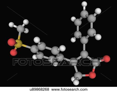 Rofecoxib drug molecule View Large Illustration Stock Illustration - Rofecoxib drug molecule. Fotosearch