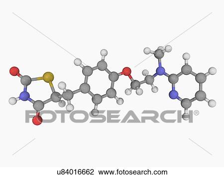 Rosiglitazone drug molecule View Large Illustration Drawing - Rosiglitazone drug molecule. Fotosearch