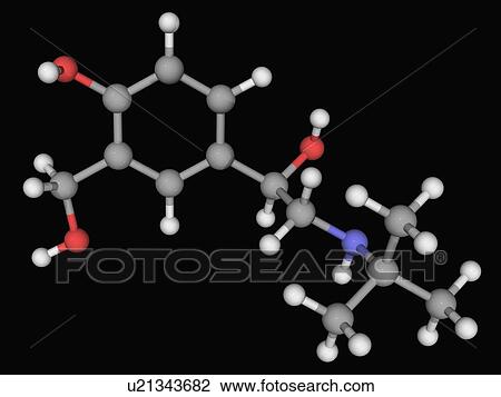 Salbutamol drug molecule View Large Illustration Drawing - Salbutamol drug molecule. Fotosearch
