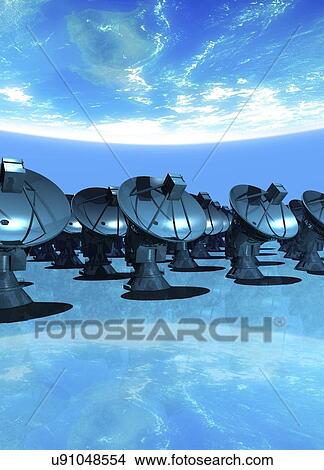 Satellite array, artwork View Large Illustration Stock Illustration - Satellite array, artwork. Fotosearch