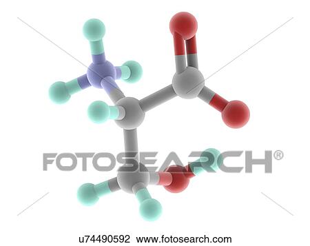 Drawing - Serine molecule. Fotosearch