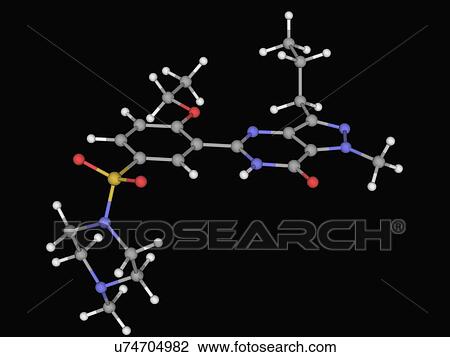 Sildenafil citrate drug molecule View Large Illustration Drawing - Sildenafil citrate drug molecule. Fotosearch