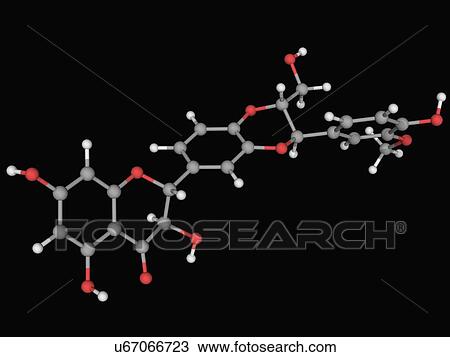 Silibinin molecule View Large Illustration Drawing - Silibinin molecule. Fotosearch