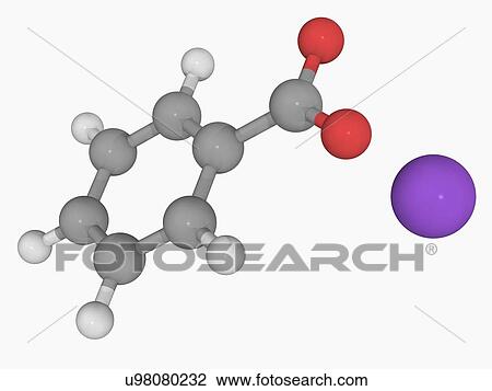 Drawing - Sodium benzoate molecule. Fotosearch