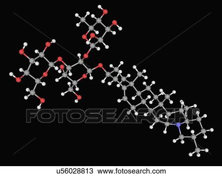 Drawing - Solanine poison molecule. Fotosearch