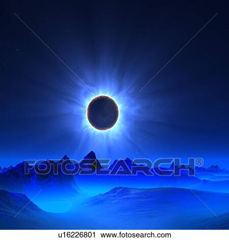 Solar eclipse in alien planetary system View Large Illustration Clip Art - Solar eclipse in alien planetary system. Fotosearch