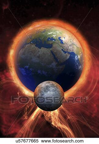 Solar flare hitting Earth, artwork View Large Illustration Stock Illustration - Solar flare hitting Earth, artwork. Fotosearch